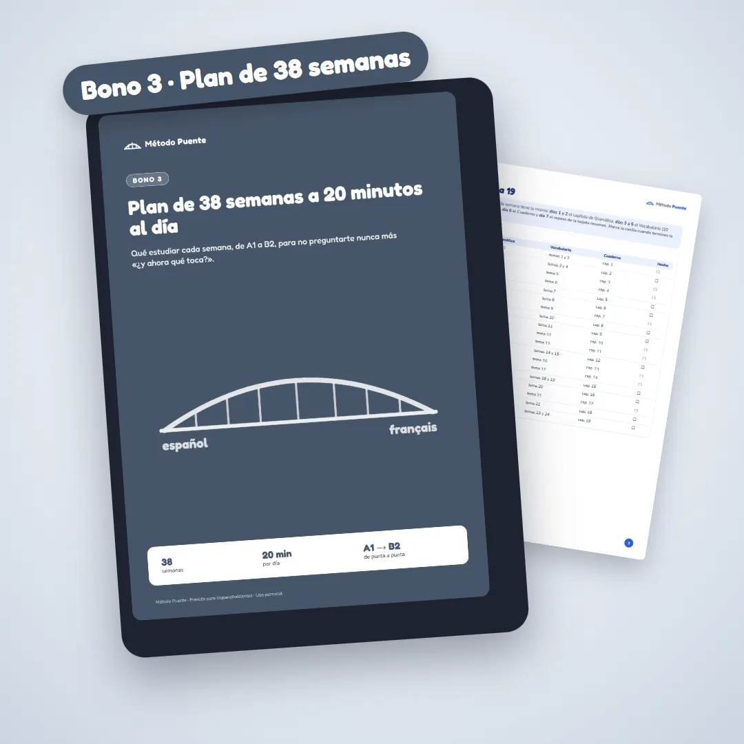 Bono 3: Plan de 38 semanas a 20 minutos al día